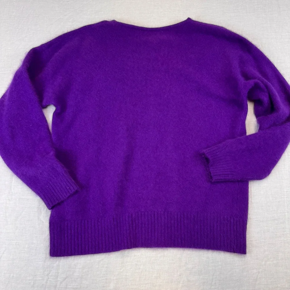 JARRODS Purple Angora Rabbit Hair Blend Crew Neck Pullover Sweater Size L - Picture 6 of 7